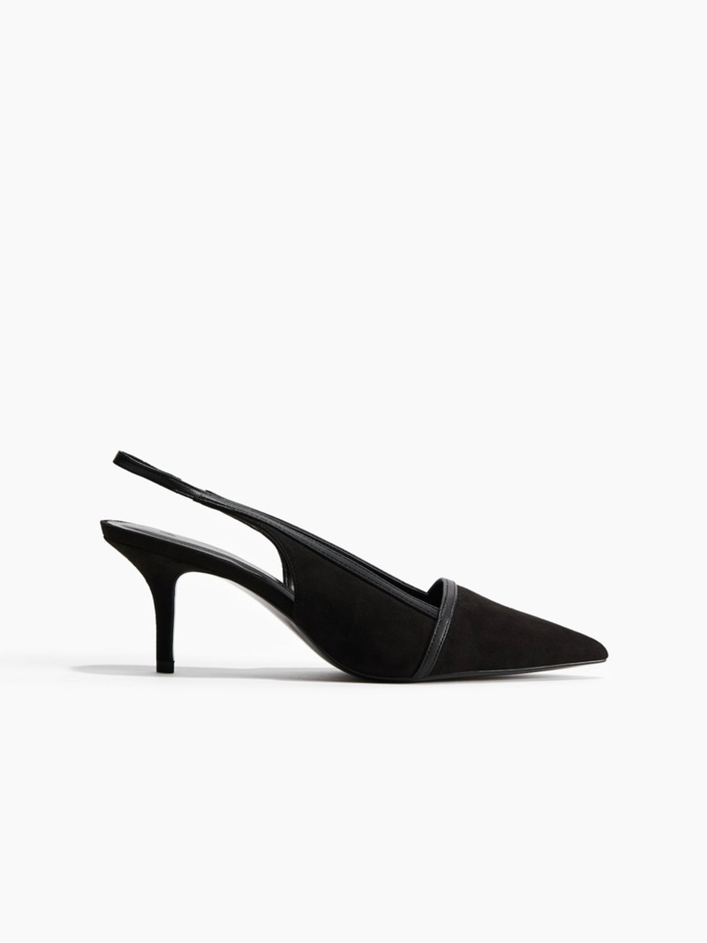 H&M Black Pointed Toe Slingback Heels Black Size 10 EUC Minimalist Feminine